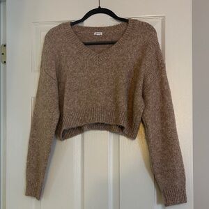 Garage Cozy Brown V-Neck Sweater